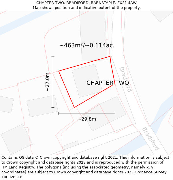 CHAPTER TWO, BRADIFORD, BARNSTAPLE, EX31 4AW: Plot and title map