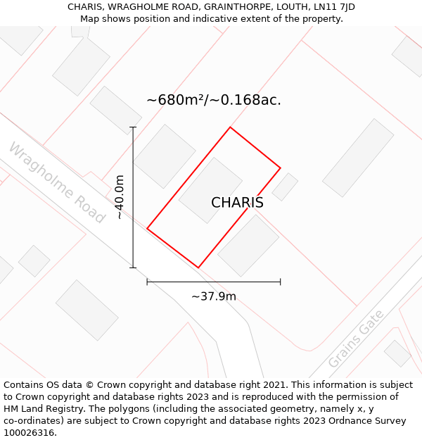 CHARIS, WRAGHOLME ROAD, GRAINTHORPE, LOUTH, LN11 7JD: Plot and title map