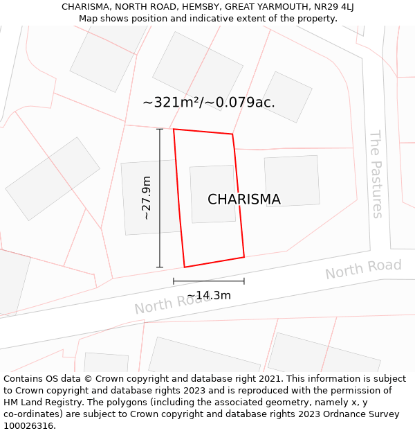 CHARISMA, NORTH ROAD, HEMSBY, GREAT YARMOUTH, NR29 4LJ: Plot and title map