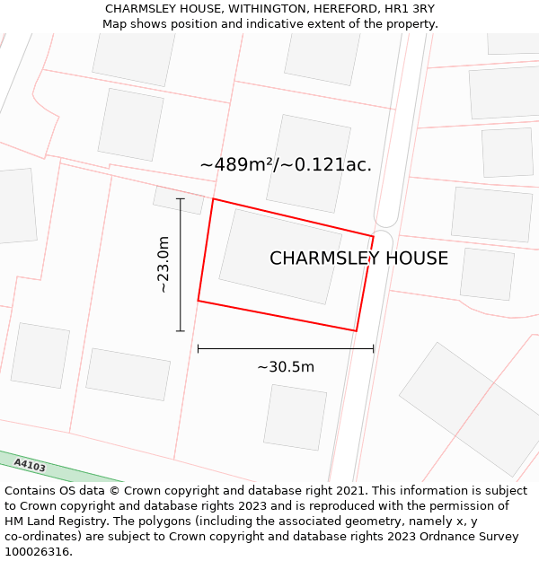 CHARMSLEY HOUSE, WITHINGTON, HEREFORD, HR1 3RY: Plot and title map
