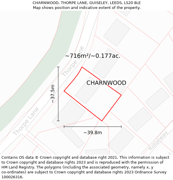 CHARNWOOD, THORPE LANE, GUISELEY, LEEDS, LS20 8LE: Plot and title map