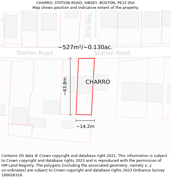 CHARRO, STATION ROAD, SIBSEY, BOSTON, PE22 0SA: Plot and title map