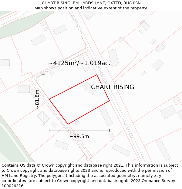 CHART RISING, BALLARDS LANE, OXTED, RH8 0SN: Plot and title map