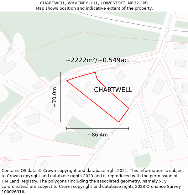 CHARTWELL, WAVENEY HILL, LOWESTOFT, NR32 3PR: Plot and title map