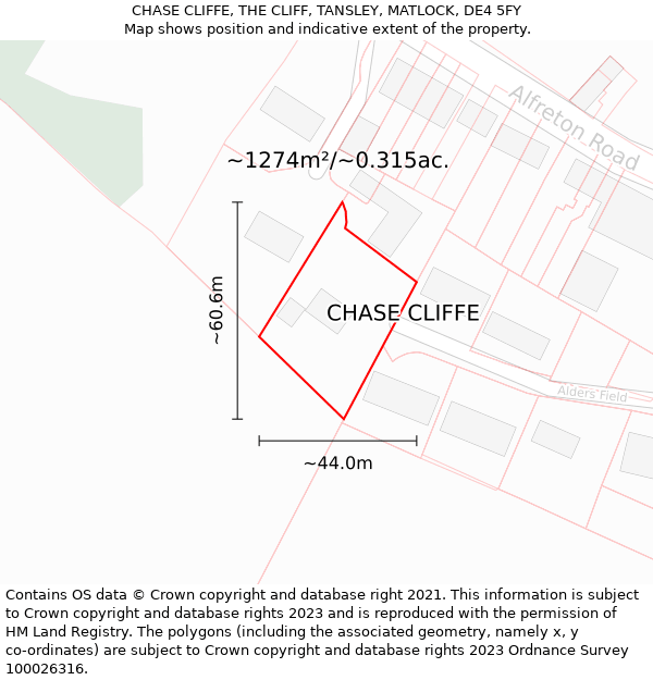 CHASE CLIFFE, THE CLIFF, TANSLEY, MATLOCK, DE4 5FY: Plot and title map