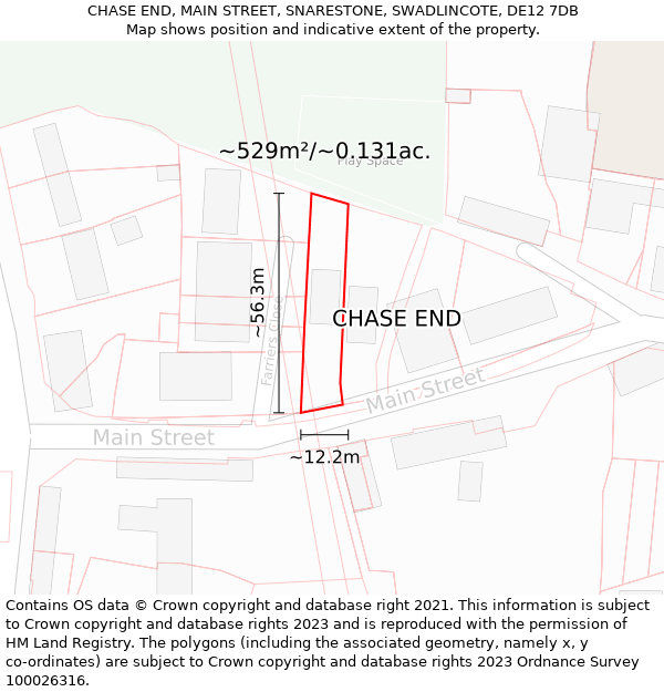 CHASE END, MAIN STREET, SNARESTONE, SWADLINCOTE, DE12 7DB: Plot and title map