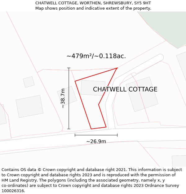 CHATWELL COTTAGE, WORTHEN, SHREWSBURY, SY5 9HT: Plot and title map