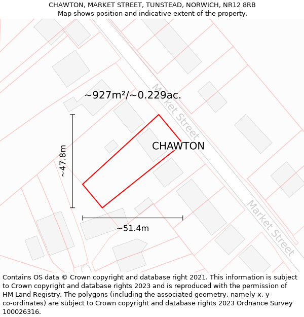 CHAWTON, MARKET STREET, TUNSTEAD, NORWICH, NR12 8RB: Plot and title map