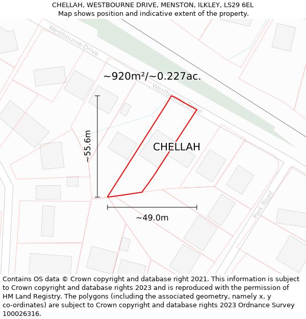 CHELLAH, WESTBOURNE DRIVE, MENSTON, ILKLEY, LS29 6EL: Plot and title map