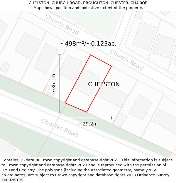 CHELSTON, CHURCH ROAD, BROUGHTON, CHESTER, CH4 0QB: Plot and title map