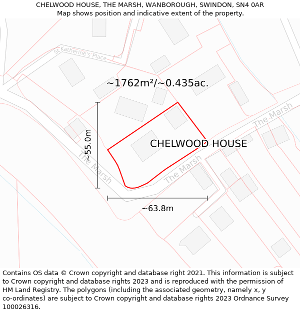 CHELWOOD HOUSE, THE MARSH, WANBOROUGH, SWINDON, SN4 0AR: Plot and title map
