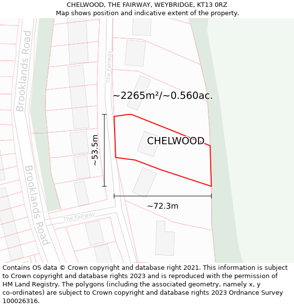 CHELWOOD, THE FAIRWAY, WEYBRIDGE, KT13 0RZ: Plot and title map