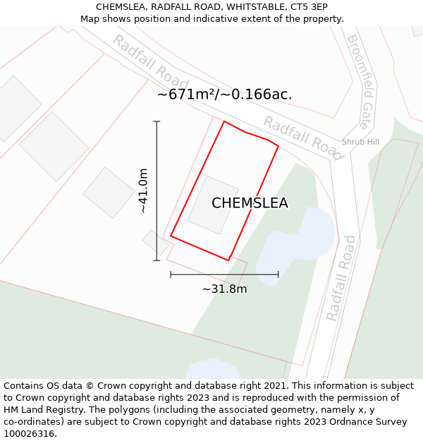 CHEMSLEA, RADFALL ROAD, WHITSTABLE, CT5 3EP: Plot and title map