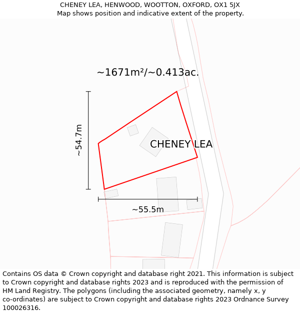 CHENEY LEA, HENWOOD, WOOTTON, OXFORD, OX1 5JX: Plot and title map