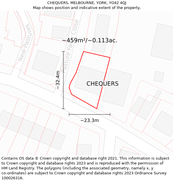 CHEQUERS, MELBOURNE, YORK, YO42 4QJ: Plot and title map