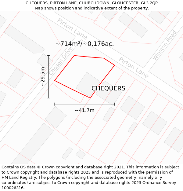 CHEQUERS, PIRTON LANE, CHURCHDOWN, GLOUCESTER, GL3 2QP: Plot and title map