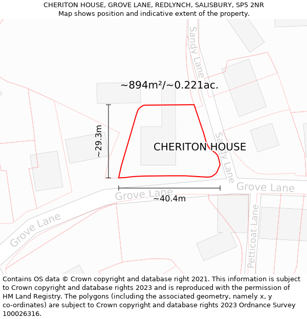 CHERITON HOUSE, GROVE LANE, REDLYNCH, SALISBURY, SP5 2NR: Plot and title map