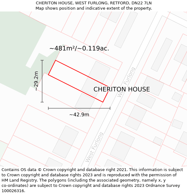 CHERITON HOUSE, WEST FURLONG, RETFORD, DN22 7LN: Plot and title map