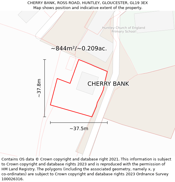 CHERRY BANK, ROSS ROAD, HUNTLEY, GLOUCESTER, GL19 3EX: Plot and title map