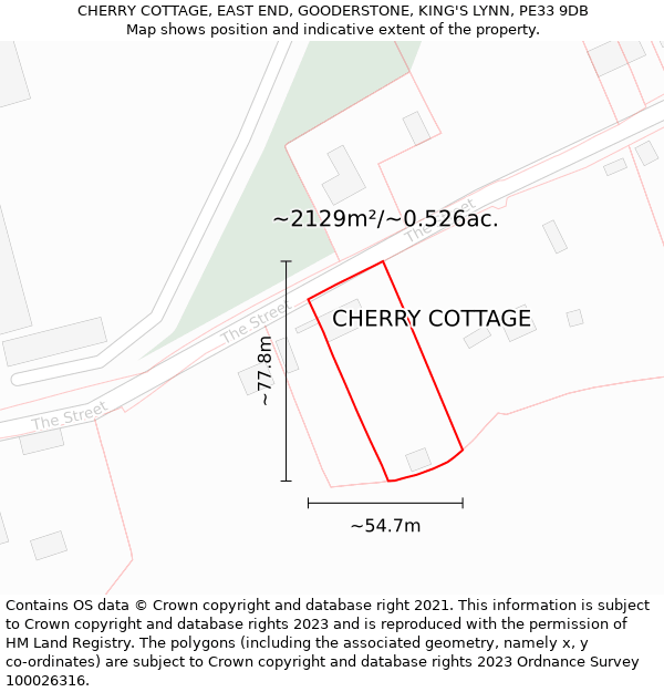 CHERRY COTTAGE, EAST END, GOODERSTONE, KING'S LYNN, PE33 9DB: Plot and title map