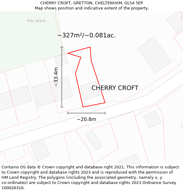 CHERRY CROFT, GRETTON, CHELTENHAM, GL54 5EP: Plot and title map