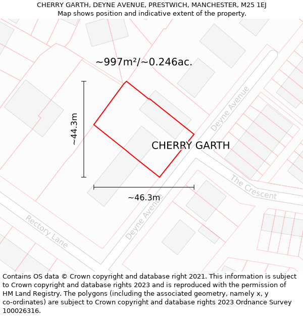 CHERRY GARTH, DEYNE AVENUE, PRESTWICH, MANCHESTER, M25 1EJ: Plot and title map