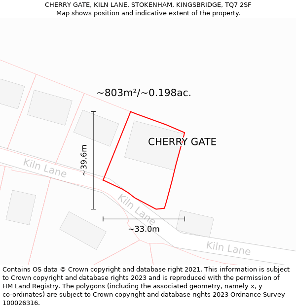 CHERRY GATE, KILN LANE, STOKENHAM, KINGSBRIDGE, TQ7 2SF: Plot and title map