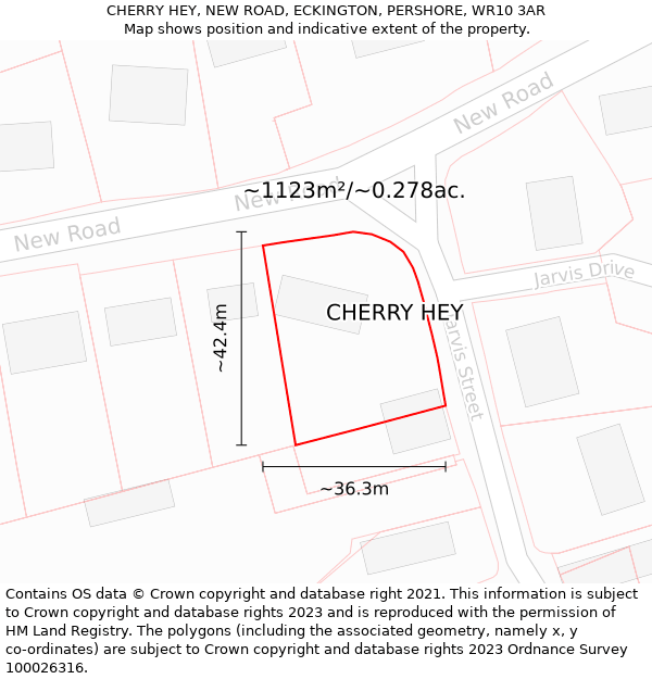 CHERRY HEY, NEW ROAD, ECKINGTON, PERSHORE, WR10 3AR: Plot and title map