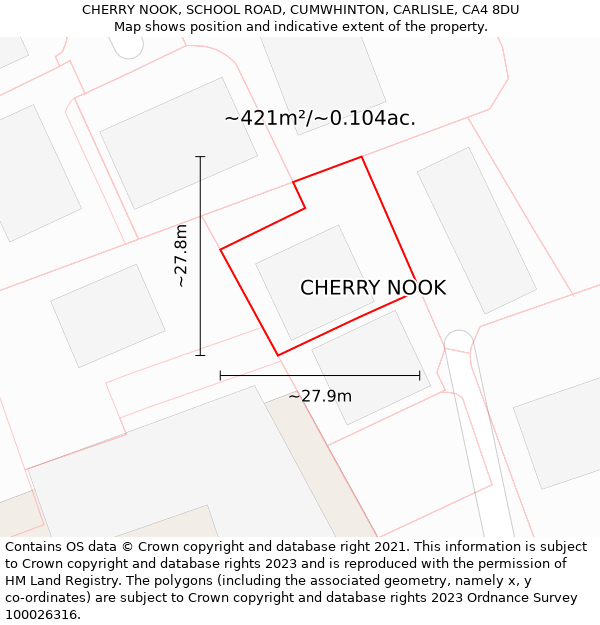 CHERRY NOOK, SCHOOL ROAD, CUMWHINTON, CARLISLE, CA4 8DU: Plot and title map