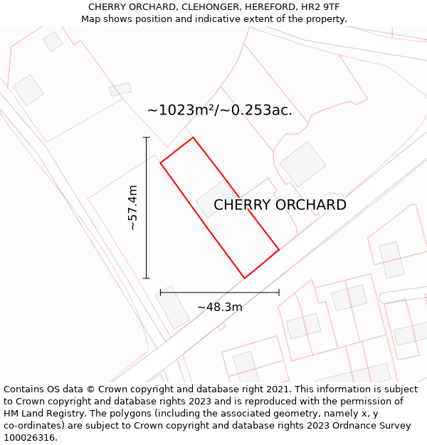 CHERRY ORCHARD, CLEHONGER, HEREFORD, HR2 9TF: Plot and title map