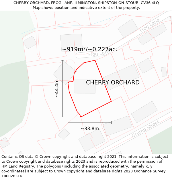 CHERRY ORCHARD, FROG LANE, ILMINGTON, SHIPSTON-ON-STOUR, CV36 4LQ: Plot and title map