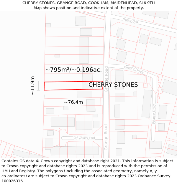 CHERRY STONES, GRANGE ROAD, COOKHAM, MAIDENHEAD, SL6 9TH: Plot and title map