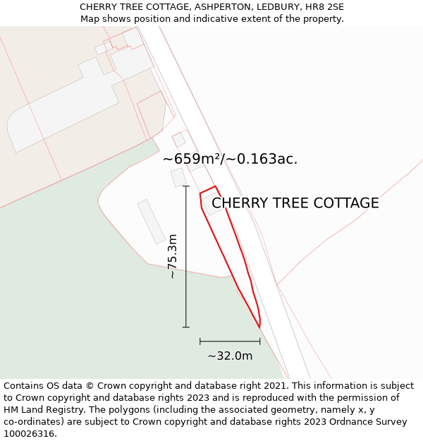 CHERRY TREE COTTAGE, ASHPERTON, LEDBURY, HR8 2SE: Plot and title map