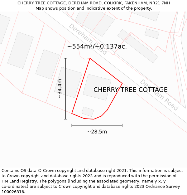 CHERRY TREE COTTAGE, DEREHAM ROAD, COLKIRK, FAKENHAM, NR21 7NH: Plot and title map