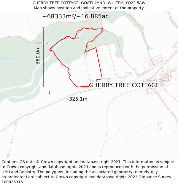 CHERRY TREE COTTAGE, GOATHLAND, WHITBY, YO22 5AW: Plot and title map