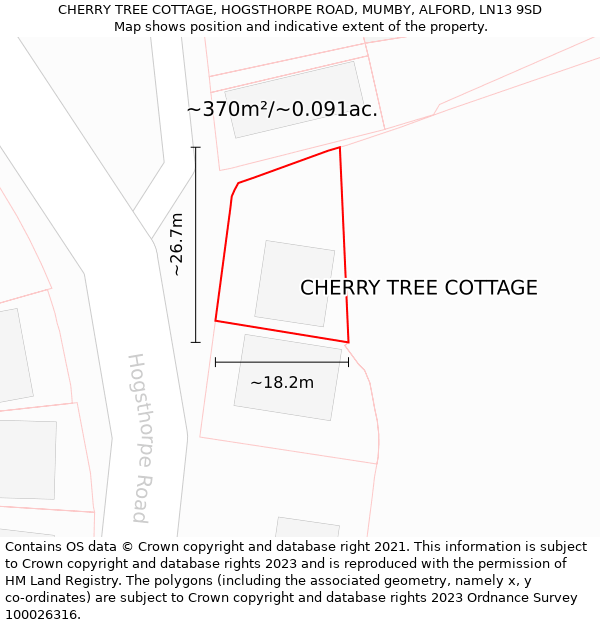 CHERRY TREE COTTAGE, HOGSTHORPE ROAD, MUMBY, ALFORD, LN13 9SD: Plot and title map