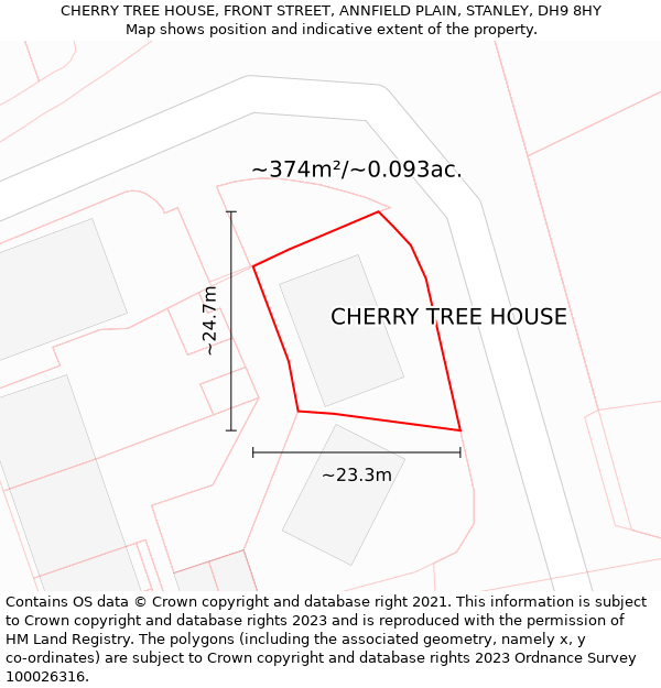 CHERRY TREE HOUSE, FRONT STREET, ANNFIELD PLAIN, STANLEY, DH9 8HY: Plot and title map