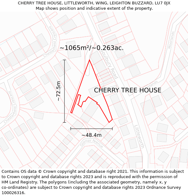 CHERRY TREE HOUSE, LITTLEWORTH, WING, LEIGHTON BUZZARD, LU7 0JX: Plot and title map