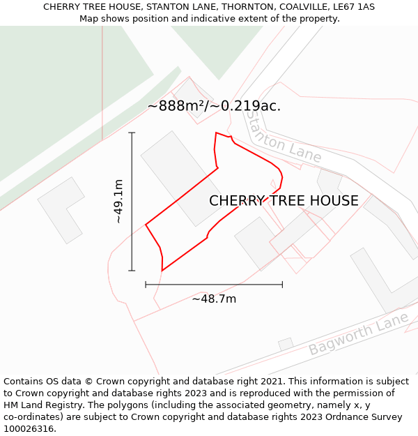 CHERRY TREE HOUSE, STANTON LANE, THORNTON, COALVILLE, LE67 1AS: Plot and title map