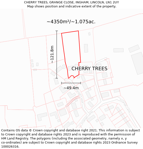 CHERRY TREES, GRANGE CLOSE, INGHAM, LINCOLN, LN1 2UY: Plot and title map