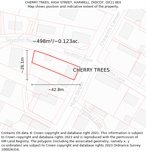 CHERRY TREES, HIGH STREET, HARWELL, DIDCOT, OX11 0EX: Plot and title map