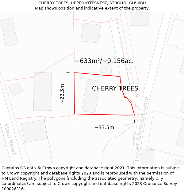 CHERRY TREES, UPPER KITESNEST, STROUD, GL6 6BH: Plot and title map