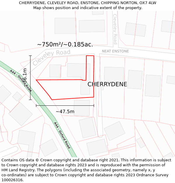 CHERRYDENE, CLEVELEY ROAD, ENSTONE, CHIPPING NORTON, OX7 4LW: Plot and title map