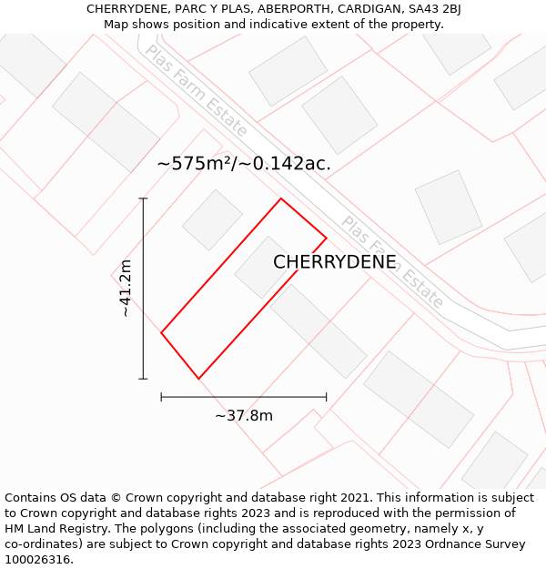 CHERRYDENE, PARC Y PLAS, ABERPORTH, CARDIGAN, SA43 2BJ: Plot and title map