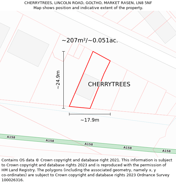 CHERRYTREES, LINCOLN ROAD, GOLTHO, MARKET RASEN, LN8 5NF: Plot and title map