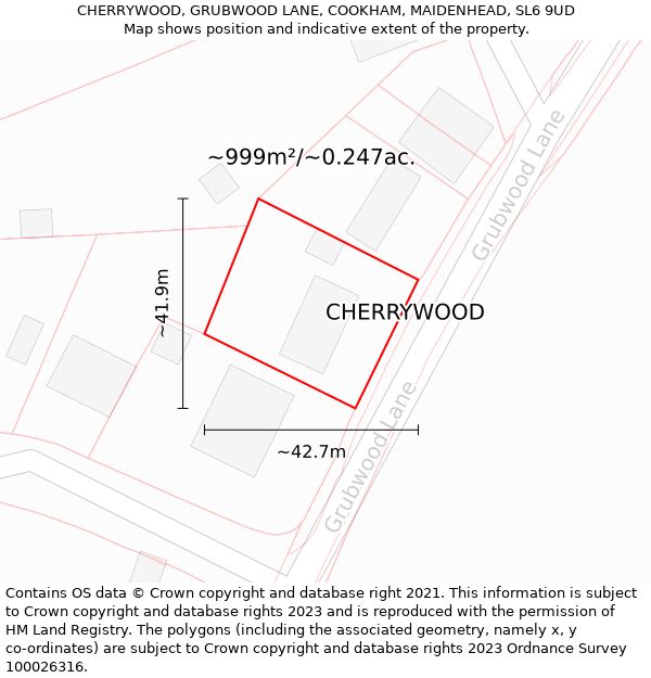 CHERRYWOOD, GRUBWOOD LANE, COOKHAM, MAIDENHEAD, SL6 9UD: Plot and title map