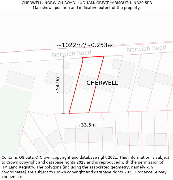 CHERWELL, NORWICH ROAD, LUDHAM, GREAT YARMOUTH, NR29 5PB: Plot and title map