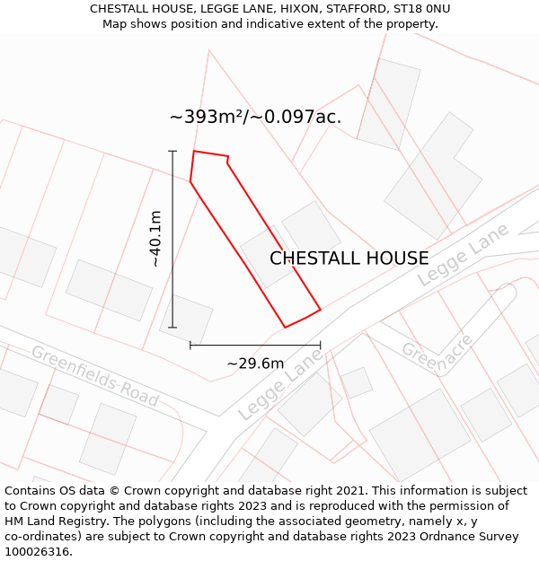 CHESTALL HOUSE, LEGGE LANE, HIXON, STAFFORD, ST18 0NU: Plot and title map