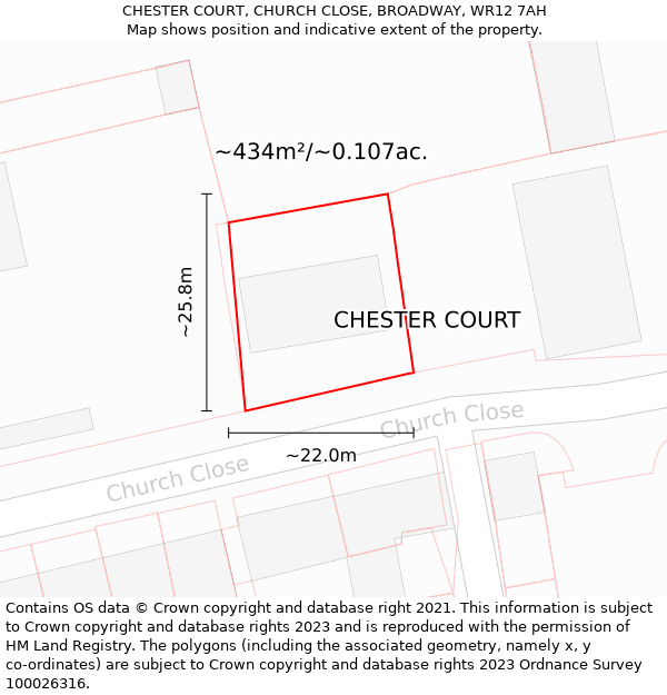 CHESTER COURT, CHURCH CLOSE, BROADWAY, WR12 7AH: Plot and title map