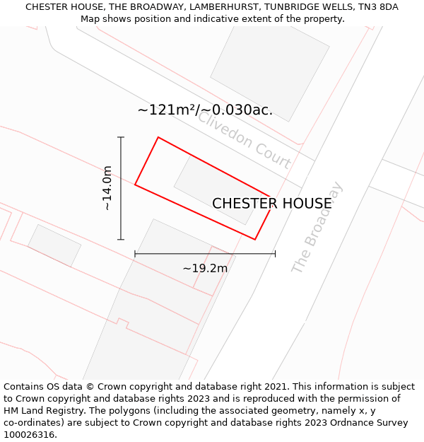 CHESTER HOUSE, THE BROADWAY, LAMBERHURST, TUNBRIDGE WELLS, TN3 8DA: Plot and title map